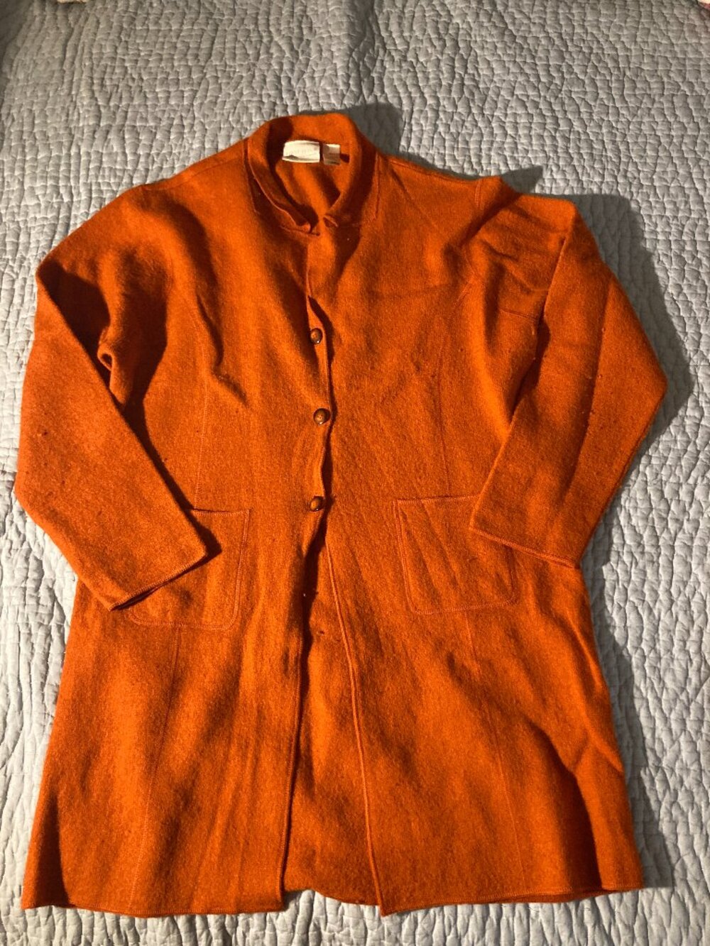 vintage 1990s First Issue wool knit burnt orange coatigan size XL